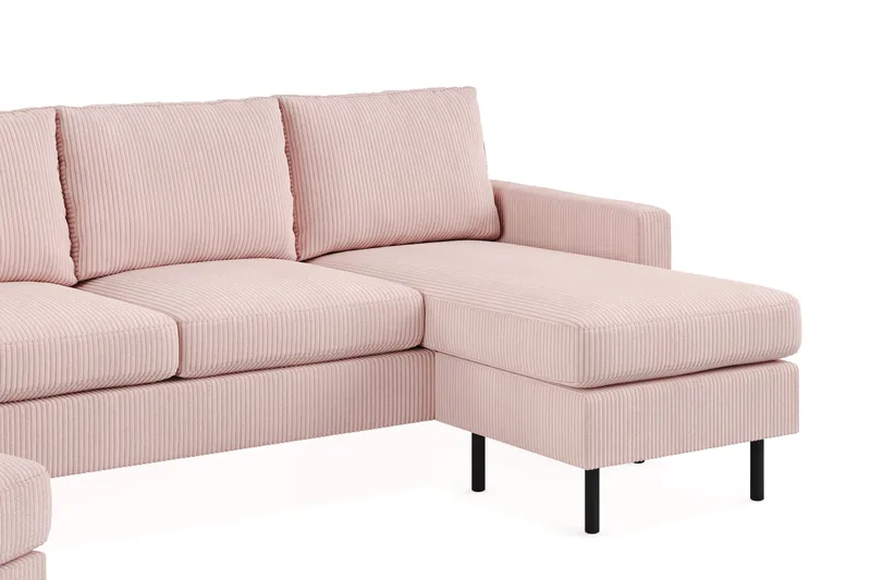 Peppe Sofagruppe 3-seters Vendbar L-formet Sjeselongsofa + Lenestol + Fotskammel i Manchester - Rosa - Møbler - Sofaer - Sofagrupper