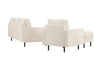 Peppe Sofagruppe 3-seters Vendbar L-formet Sjeselongsofa + Lenestol + Fotskammel i Manchester - Beige - Møbler - Sofaer - Sofagrupper