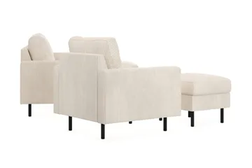 Peppe Sofagruppe 3-seters Vendbar L-formet Sjeselongsofa + Lenestol + Fotskammel i Manchester - Beige - Møbler - Sofaer - Sofagrupper