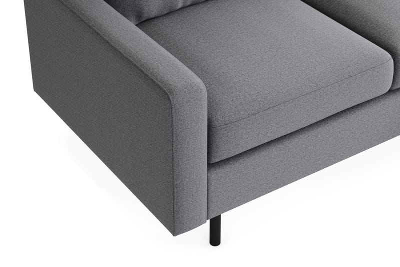 Peppe Sofagruppe 3-seters Vendbar L-formet Sjeselongsofa + Lenestol + Fotskammel i Stoff - Lys grå - Møbler - Sofaer - Sofagrupper