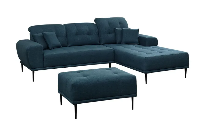 Rapale Sofagruppe Høyre med Fotskammel, Blå