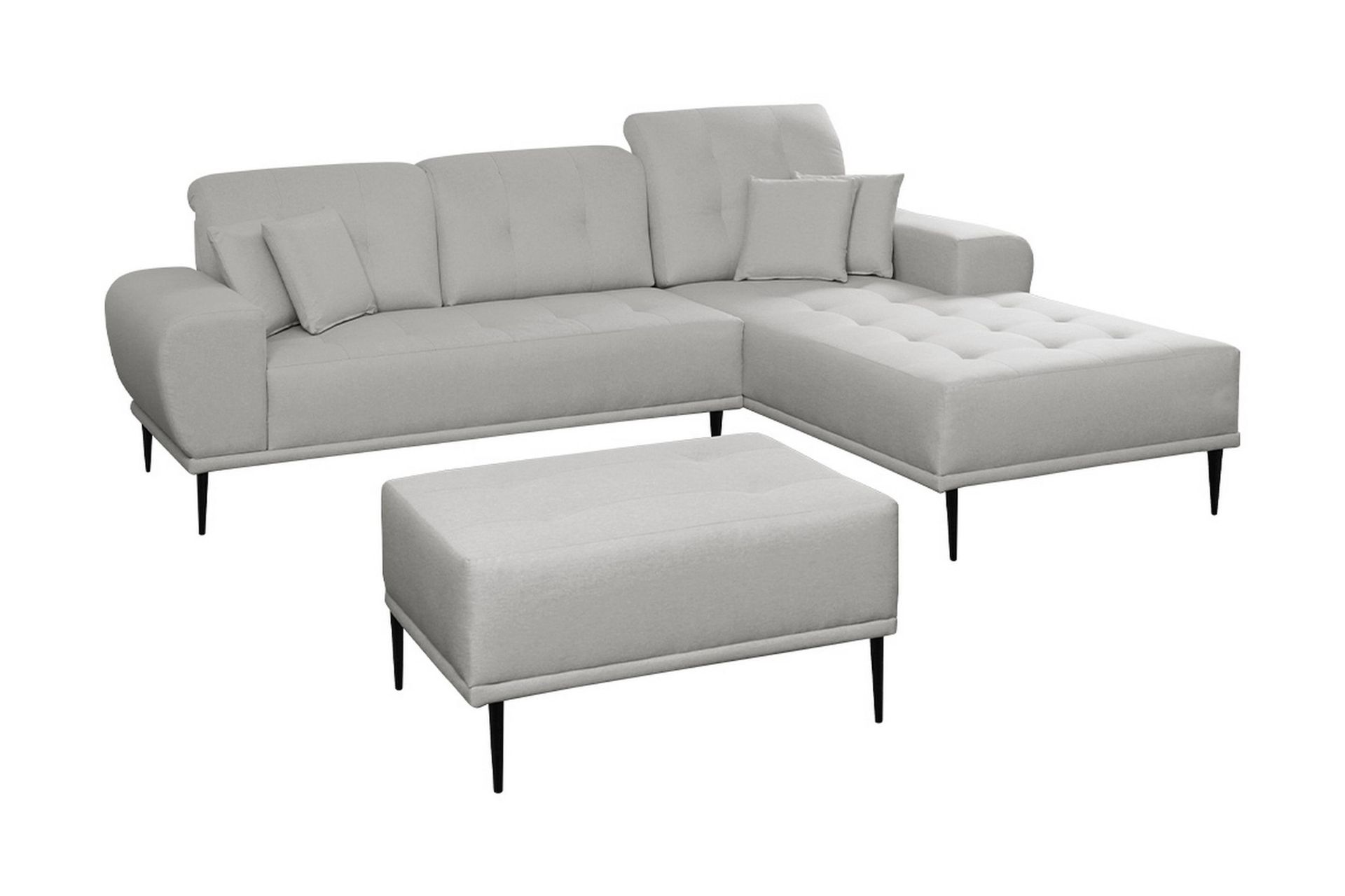 Rapale Sofagruppe Høyre med Fotskammel - Grå - Møbler - Sofaer - Sofagrupper