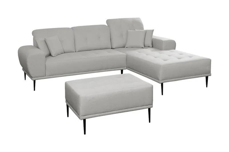 Rapale Sofagruppe Høyre med Fotskammel - Grå - Møbler - Sofaer - Sofagrupper