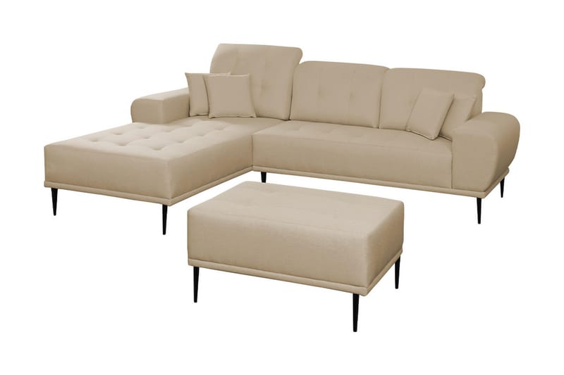 Rapale Sofagruppe Venstre med Fotskammel - Beige - Møbler - Sofaer - Sofagrupper