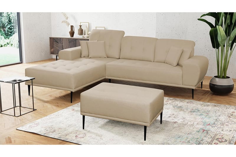 Rapale Sofagruppe Venstre med Fotskammel - Beige - Møbler - Sofaer - Sofagrupper