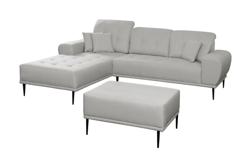 Rapale Sofagruppe Venstre med Fotskammel, Grå