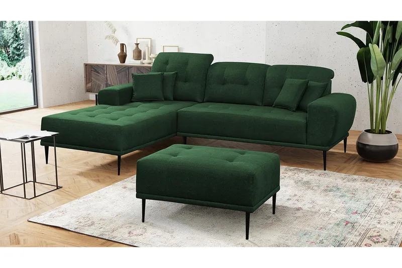 Rapale Sofagruppe Venstre med Fotskammel - Grønn - Møbler - Sofaer - Sofagrupper