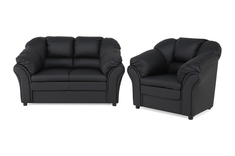 Salvador Sofagruppe 2-seter+Lenestol Kunstlær - Svart - Møbler - Sofaer - Sofagrupper