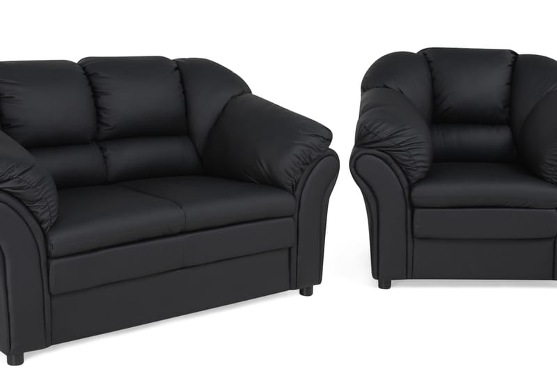 Salvador Sofagruppe 2-seter+Lenestol Kunstlær - Svart - Møbler - Sofaer - Sofagrupper