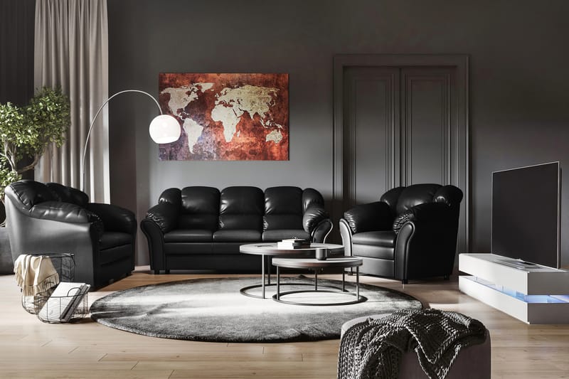 Salvador Sofagruppe 3-seter+2-seter Kunstlær - Svart - Møbler - Sofaer - Sofagrupper
