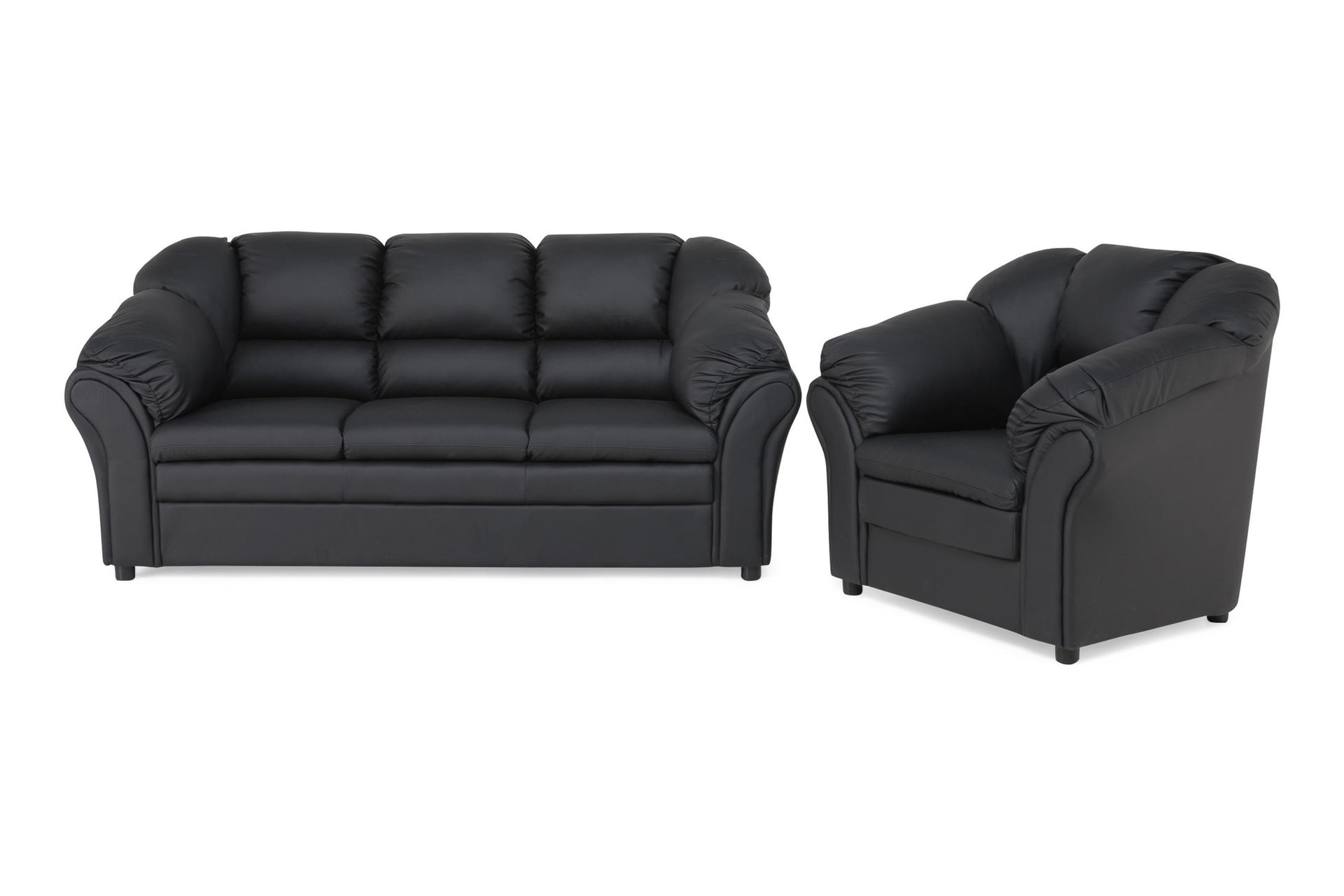 Salvador Sofagruppe 3-seter+Lenestol Kunstlær - Svart - Møbler - Sofaer - Sofagrupper