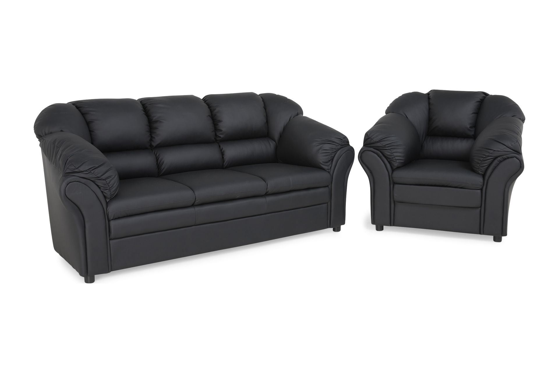 Salvador Sofagruppe 3-seter+Lenestol Kunstlær - Svart - Møbler - Sofaer - Sofagrupper