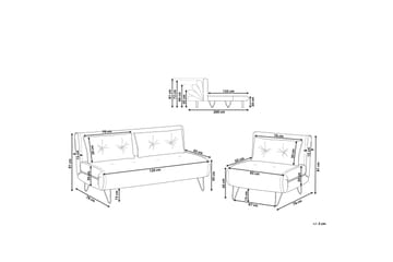Sofagruppe 2-seters + 1-seters Fløyel Mørkegrønn VESTFOLD - Grønn - Møbler - Sofaer - Sofagrupper