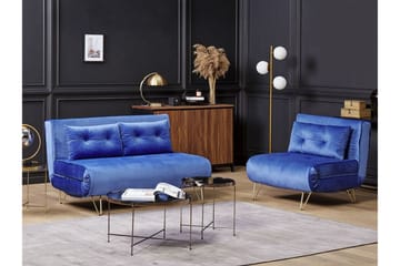 Sofagruppe 2-seters + 1-seters Fløyel Marineblå VESTFOLD - Blå - Møbler - Sofaer - Sofagrupper