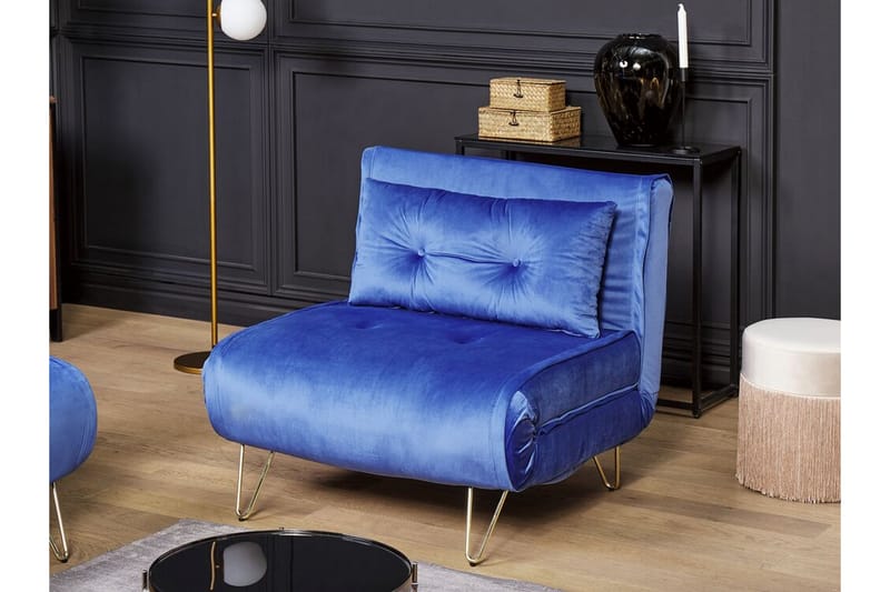 Sofagruppe 2-seters + 1-seters Fløyel Marineblå VESTFOLD - Blå - Møbler - Sofaer - Sofagrupper