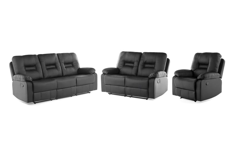 Bergen Sofagruppe - Svart - Møbler - Sofaer - Sofagrupper - Sofagruppe 3 2 1
