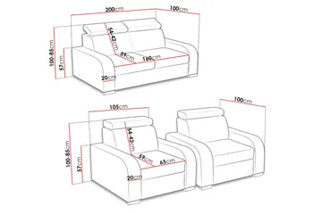 Oslo Stuesett - Brun - Møbler - Sofaer - Sofagrupper - Sofagruppe 3 2 1