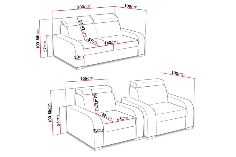 Oslo Stuesett - Brun - Møbler - Sofaer - Sofagrupper - Sofagruppe 3 2 1