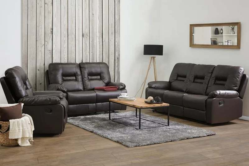 Rovik Sofagruppe 2-seter+3-seter+lenestol - Brun - Møbler - Sofaer - Reclinersofaer
