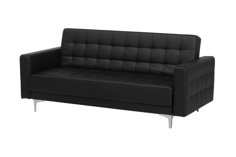 Sofagruppe med Sovefunksjon Kunstlær ABERDEEN - Svart - Møbler - Sofaer - Sofagrupper