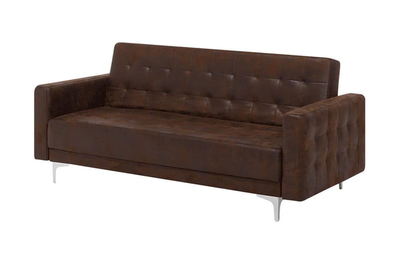 Sofagruppe med Sovefunksjon Kunstlær Brun ABERDEEN - Brun - Møbler - Sofaer - Sofagrupper