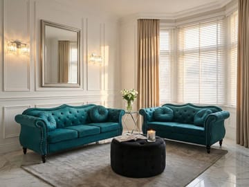 Sofagruppe Skien - Blågrønn - Møbler - Sofaer - Sofagrupper - Chesterfield sofagruppe