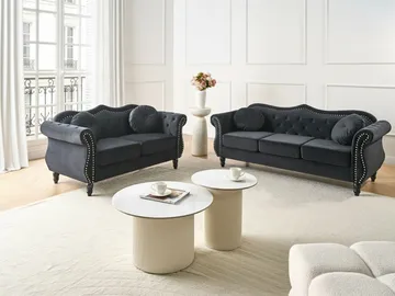 Sofagruppe Skien - Svart - Møbler - Sofaer - Sofagrupper - Chesterfield sofagruppe