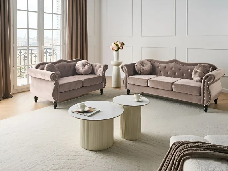 Sofagruppe Skien - Taupe - Møbler - Sofaer - Sofagrupper - Chesterfield sofagruppe