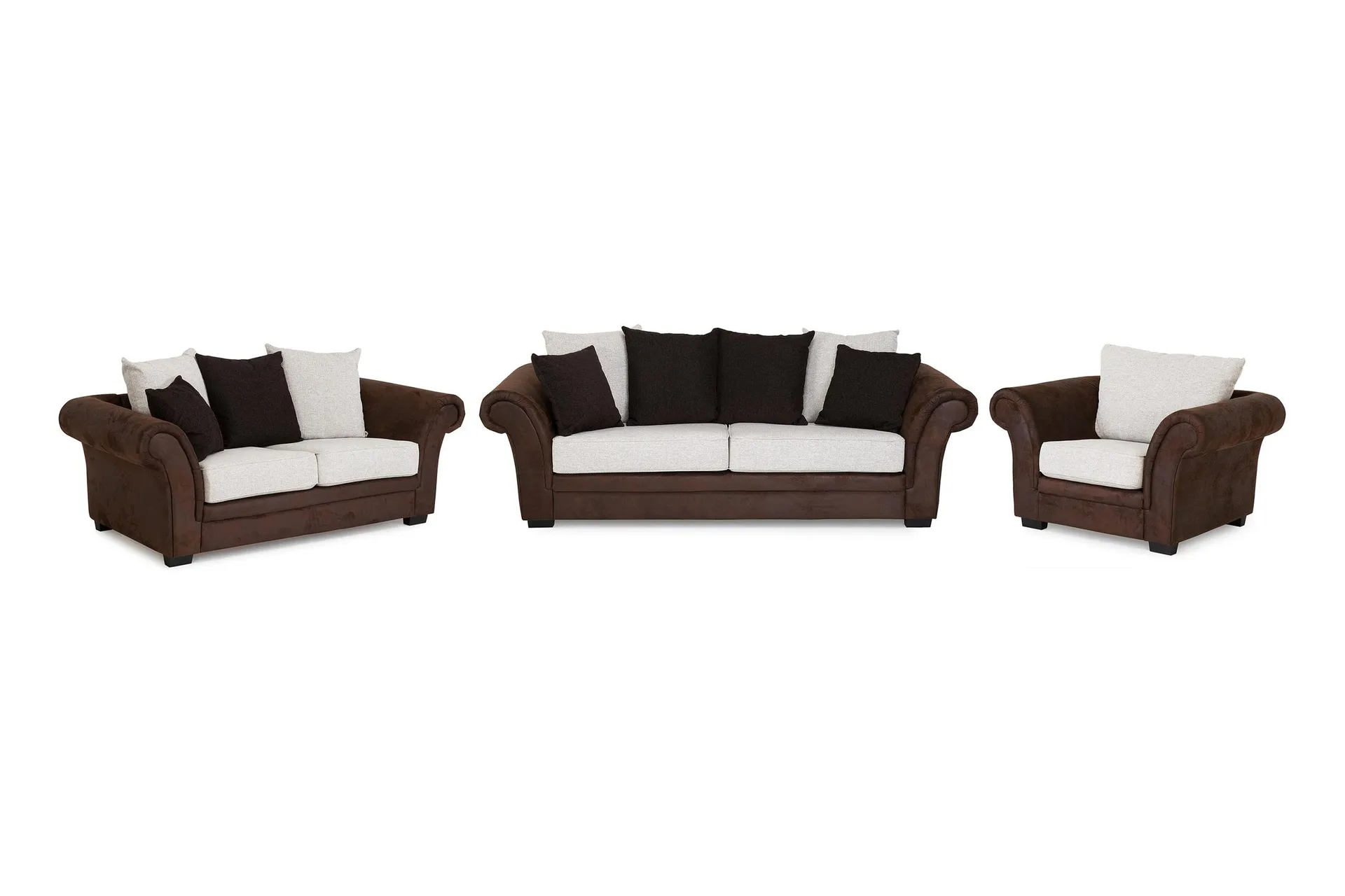 Toronto Sofagruppe 2-seter+3-seter+Lenestol - Brun/Beige