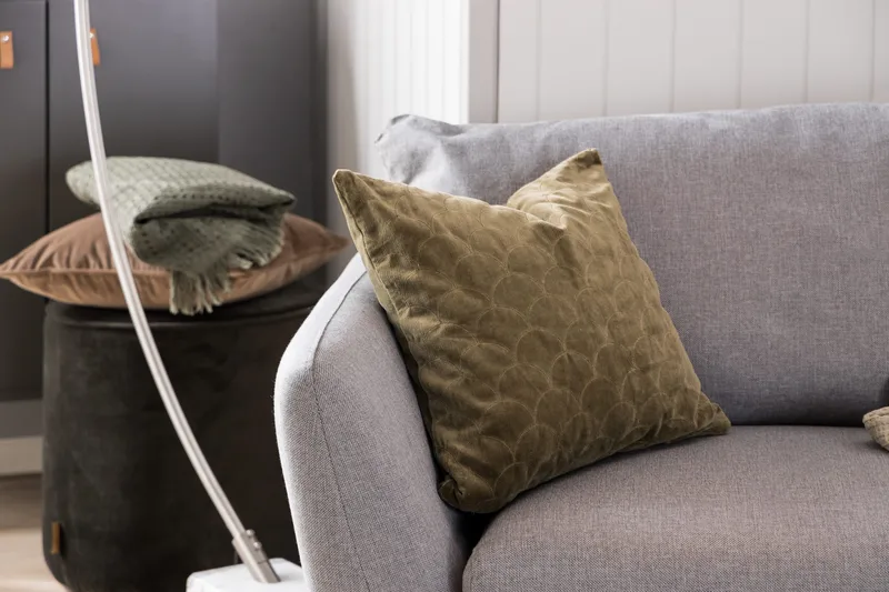 Trend Sofagruppe 3-seter + 2-seter Sofa + Lenestol + Fotskammel i Stoff - Lys grå - Møbler - Sofaer - Sofagrupper