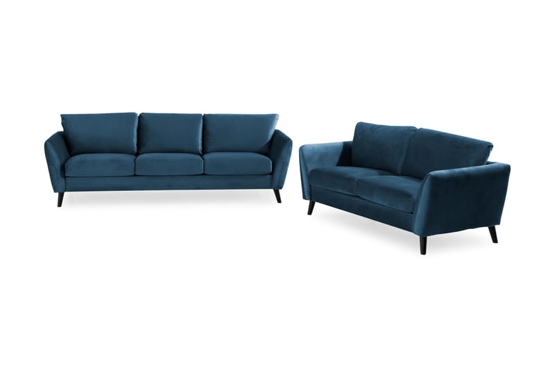 Trend Sofagruppe 3-seters + 2-seters Fløyelssofa - Blå - Møbler - Sofaer - Sofagrupper