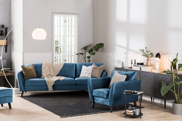 Trend Sofagruppe 3-seters + 2-seters Fløyelssofa - Blå - Møbler - Sofaer - Sofagrupper