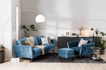 Trend Sofagruppe 3-seters + 2-seters Fløyelssofa - Blå - Møbler - Sofaer - Sofagrupper