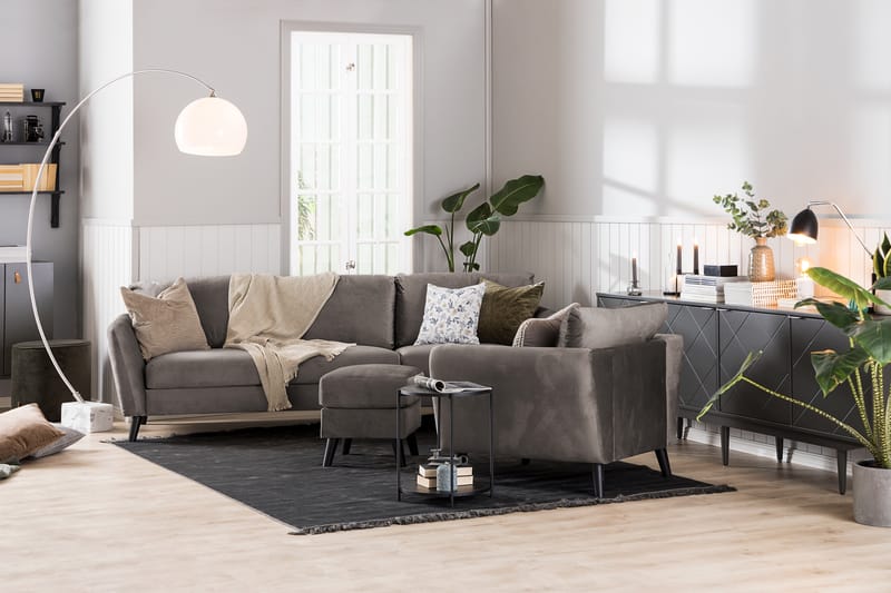 Trend Sofagruppe 3-seters + 2-seters Fløyelssofa - Brun - Møbler - Sofaer - Sofagrupper