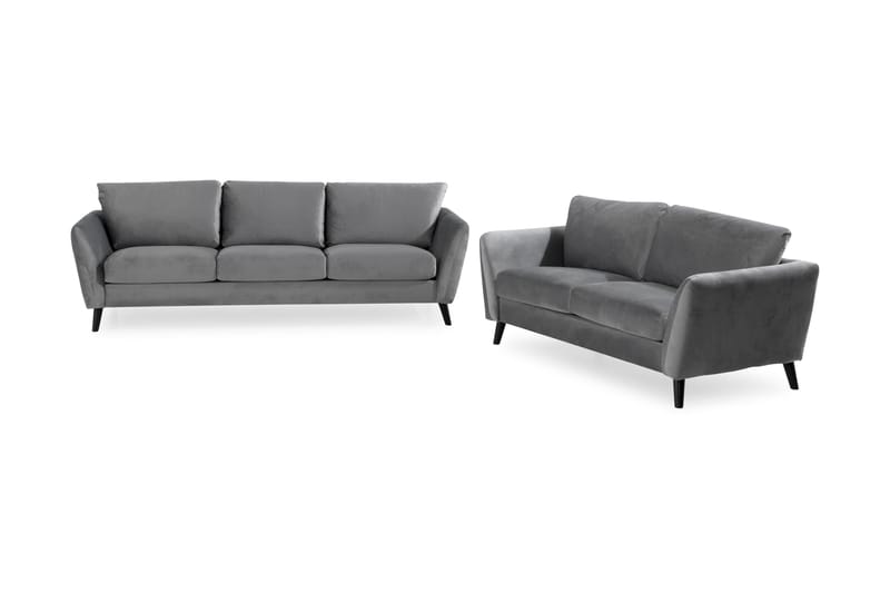 Trend Sofagruppe 3-seters + 2-seters Fløyelssofa - Lys grå - Møbler - Sofaer - Sofagrupper