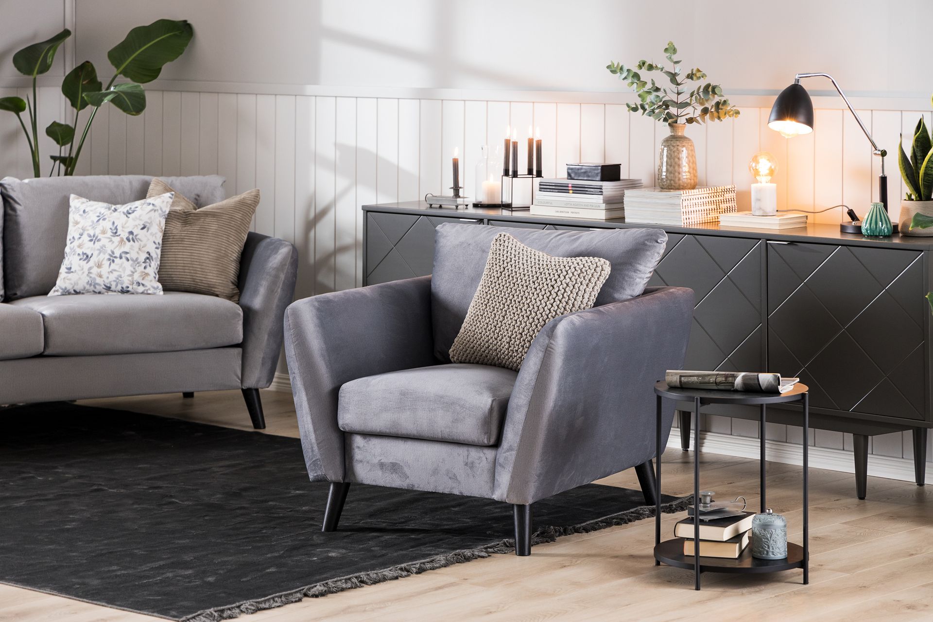 Trend Sofagruppe 3-seters + 2-seters Fløyelssofa - Lys grå - Møbler - Sofaer - Sofagrupper