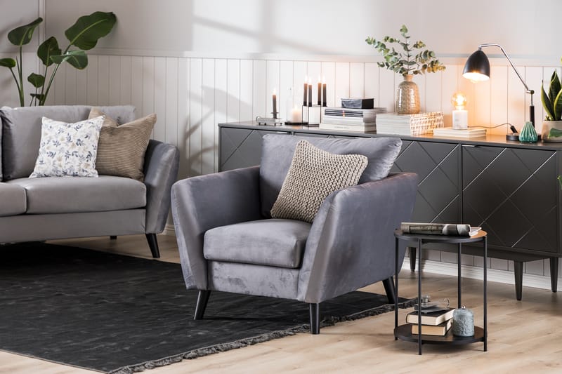Trend Sofagruppe 3-seters + 2-seters Fløyelssofa - Lys grå - Møbler - Sofaer - Sofagrupper