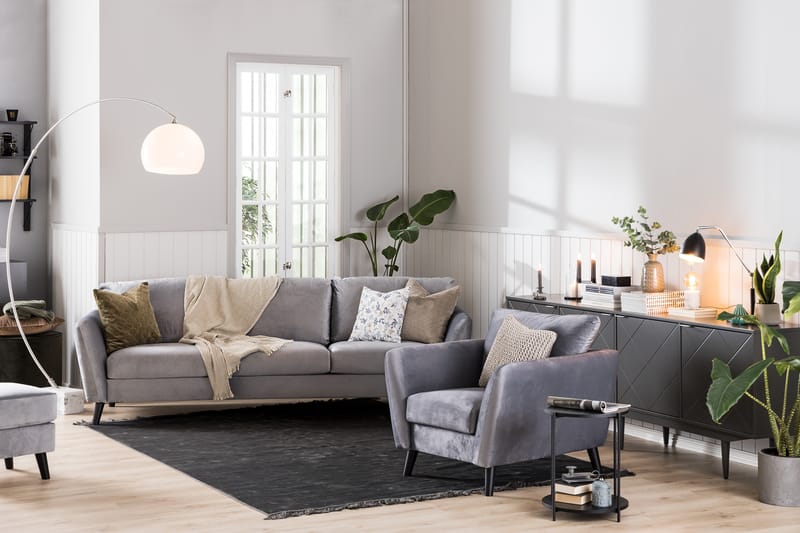 Trend Sofagruppe 3-seters + 2-seters Fløyelssofa - Lys grå - Møbler - Sofaer - Sofagrupper