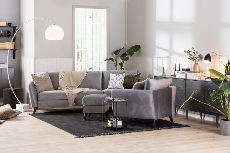 Trend Sofagruppe 3-seters + 2-seters Fløyelssofa - Lys grå - Møbler - Sofaer - Sofagrupper