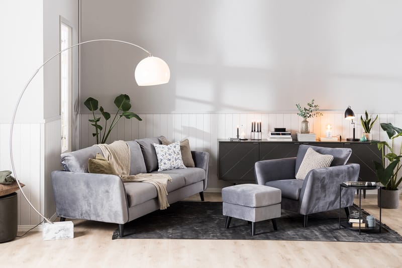 Trend Sofagruppe 3-seters + 2-seters Fløyelssofa - Lys grå - Møbler - Sofaer - Sofagrupper
