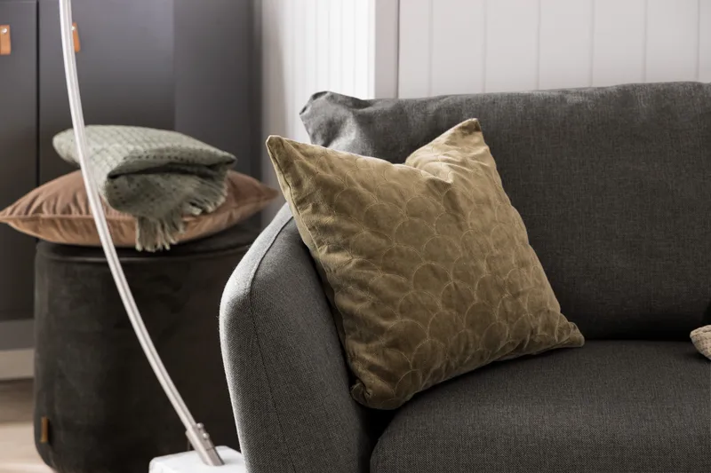 Trend Sofagruppe 3-seters + 2-seters Sofa + Lenestol + Fotskammel i Stoff - Svart - Møbler - Sofaer - Sofagrupper