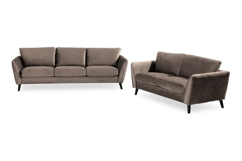 Trend Sofagruppe 3-seters + 2-seters Fløyelssofa, Brun