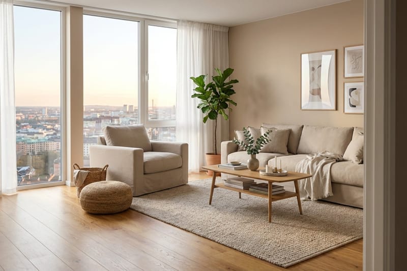 Valencia Extra Dyp 5-seters sofa + lenestol med avtakbart og vaskbart trekk - Lysebrun - Møbler - Sofaer - Sofagrupper