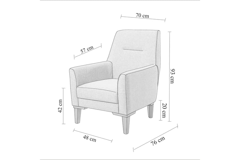 Wyong Sofagruppe 3-seters Sofa + Lenestol - Grå - Møbler - Sofaer - Sofagrupper
