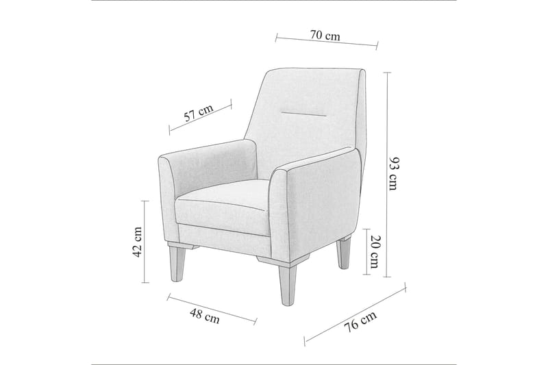 Wyong Sofagruppe 3-seters Sofa + Lenestol - Grå - Møbler - Sofaer - Sofagrupper