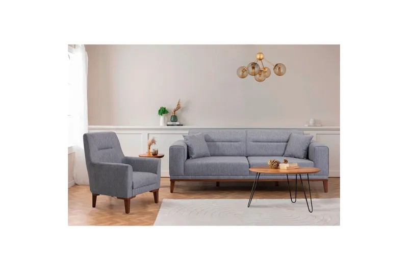 Wyong Sofagruppe 3-seters Sofa + Lenestol - Grå - Møbler - Sofaer - Sofagrupper