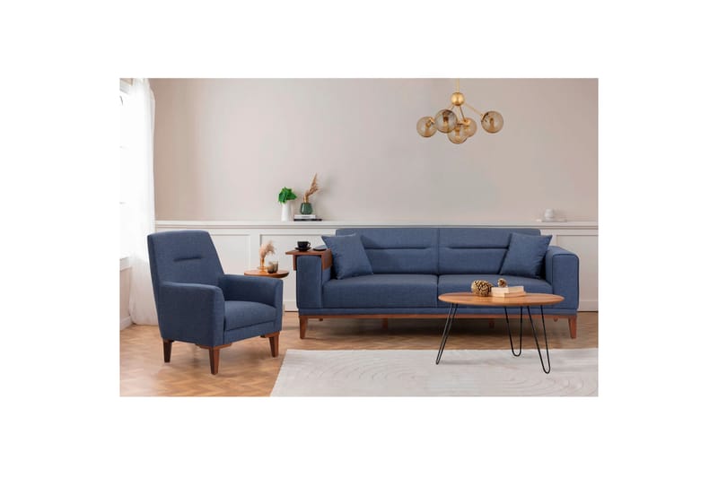 Wyong Sofagruppe 3-seters Sofa + Lenestol - Mørkeblå - Sofagrupper