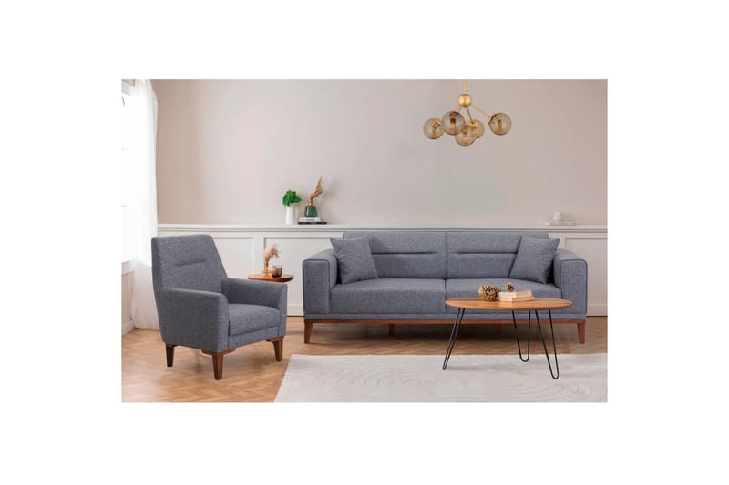 Wyong Sofagruppe 3-seters Sofa + Lenestol - Mørkegrå - Møbler - Sofaer - Sofagrupper