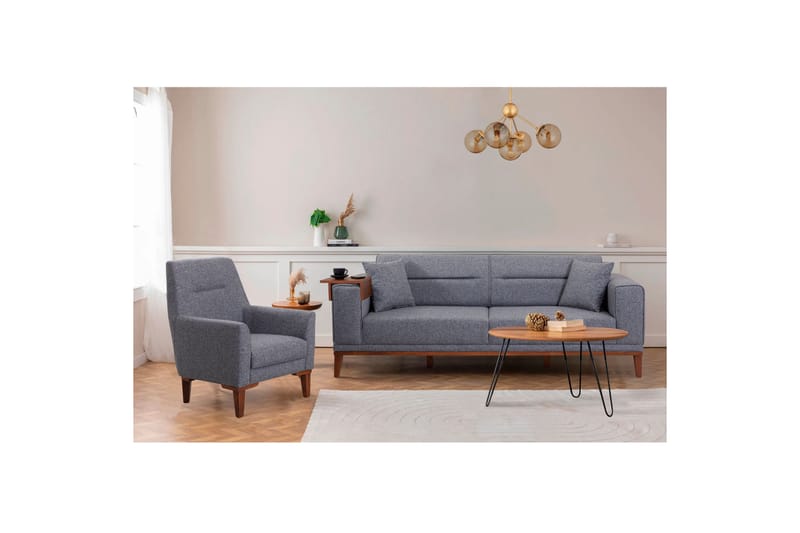 Wyong Sofagruppe 3-seters Sofa + Lenestol - Mørkegrå - Sofagrupper