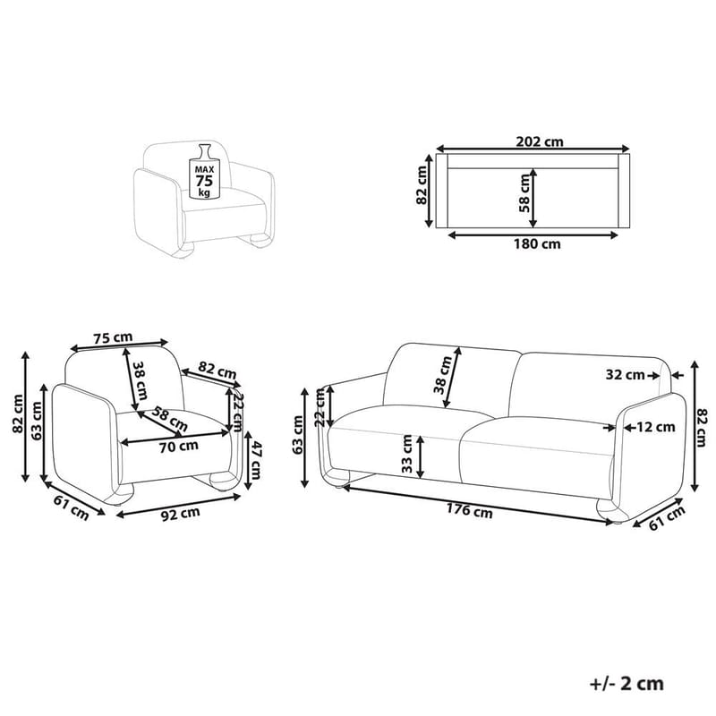 Sofasett Saland - Hvit - Møbler - Sofaer - Sofagrupper